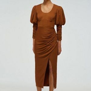 Self portrait crepe puff sleeve midi dress